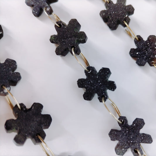 D-2ドゥルージー(黒) 雪の結晶 (ダブルホール)